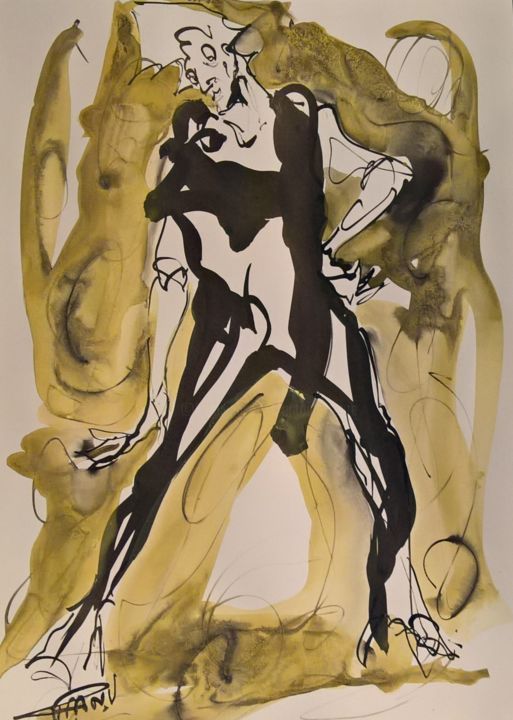 제목이 "La folle 27"인 그림 Antoine Faure로, 원작, 잉크