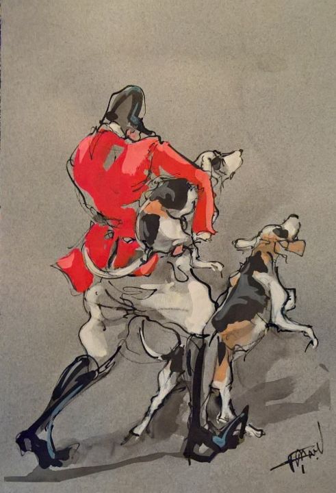 Painting titled "39 transport canin" by Antoine Faure, Original Artwork, Gouache