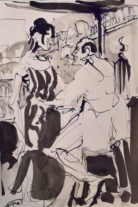 「9 Le charmeur」というタイトルの絵画 Antoine Faureによって, オリジナルのアートワーク, インク