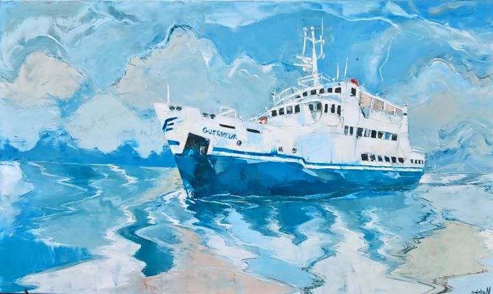 Pintura titulada "17- En pleine mer" por Antoine Faure, Obra de arte original, Oleo