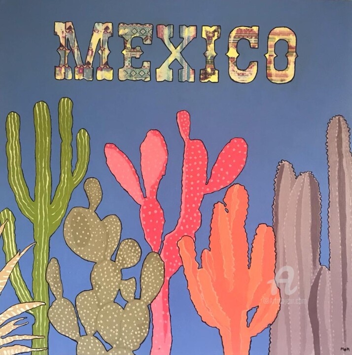 "Cactus 1" başlıklı Tablo Antoine Maume tarafından, Orijinal sanat, Akrilik Ahşap Sedye çerçevesi üzerine monte edilmiş