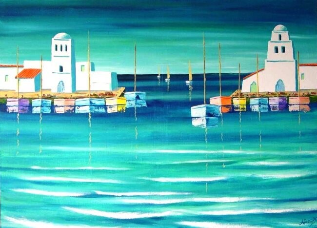 Painting titled "Port El Kantaoui" by Antoine Renault, Original Artwork