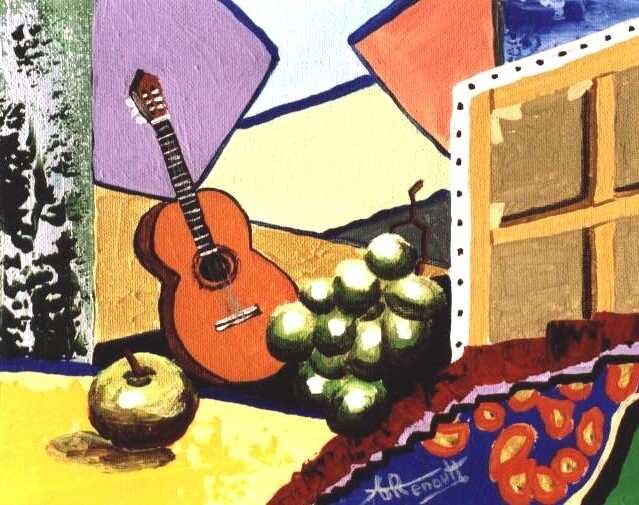 Painting titled "Composition Musicale" by Antoine Renault, Original Artwork