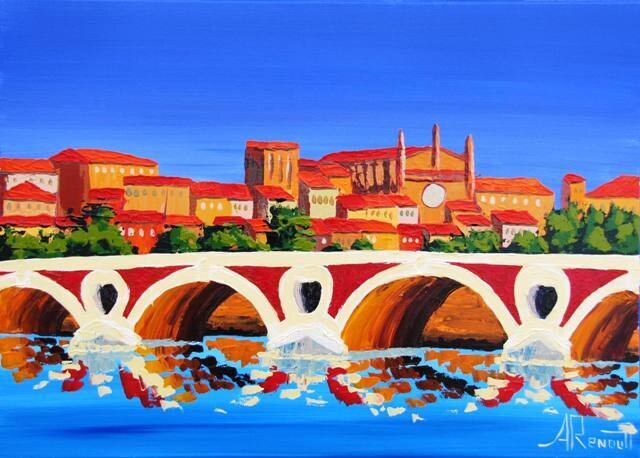 Peinture intitulée "Toulouse New Bridge" par Antoine Renault, Œuvre d'art originale