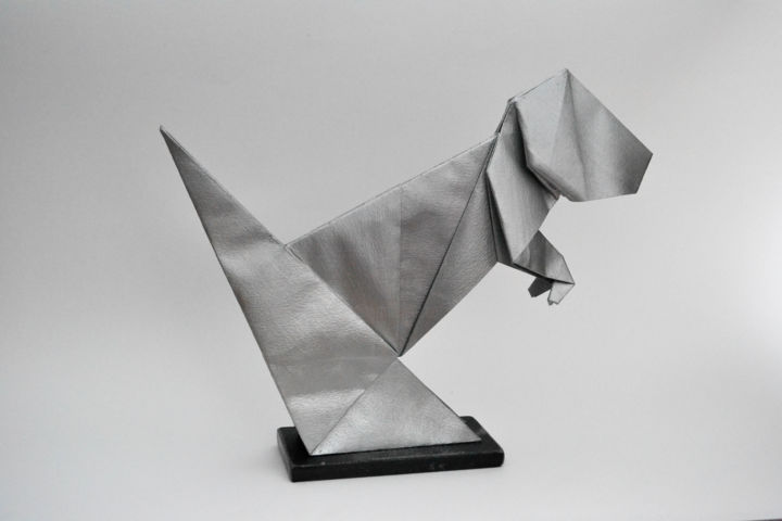 Sculpture titled "Origami Rexie" by Antoine Scherer, Original Artwork, Paper