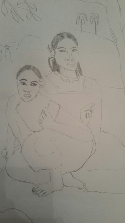 Desenho intitulada "Recuerdo  Gauguin" por Antoine Silveira, Obras de arte originais, Lápis