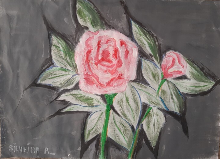 Peinture intitulée "Pivoine rose" par Antoine Silveira, Œuvre d'art originale, Acrylique