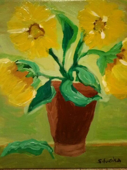 Schilderij getiteld "Les tournesols" door Antoine Silveira, Origineel Kunstwerk, Acryl