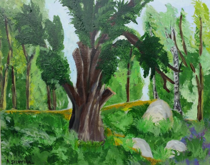 Painting titled "Forêt Fontainebleau…" by Antoine Silveira, Original Artwork, Acrylic