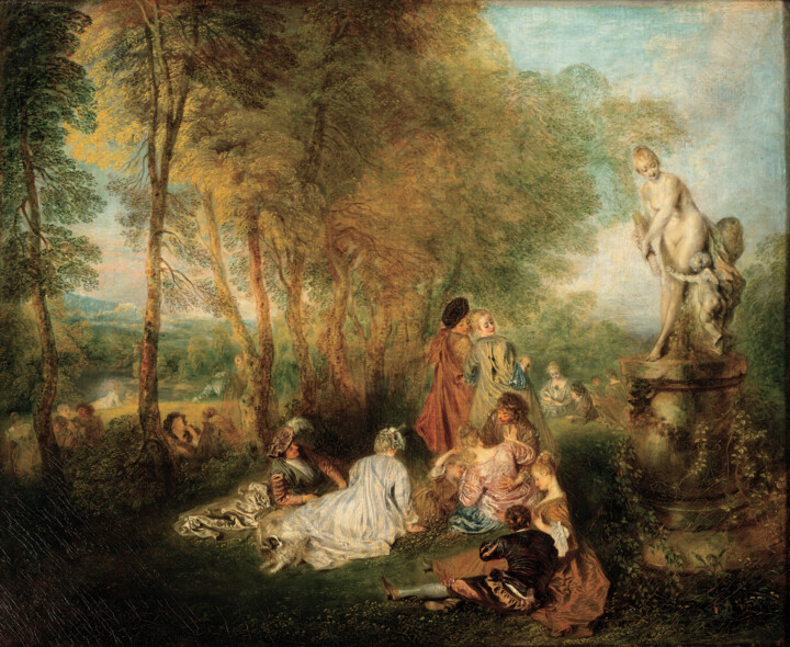Peinture intitulée "La fête de l'amour" par Antoine Watteau, Œuvre d'art originale, Huile