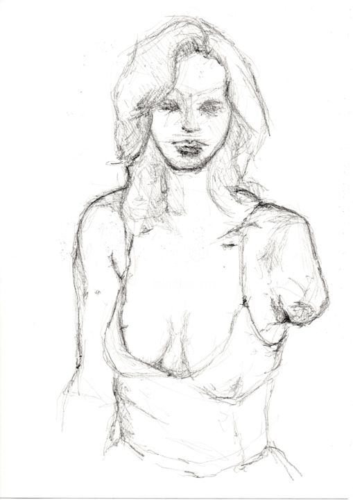 Drawing titled "mademoiselle julia…" by Antoine Marelle, Original Artwork, Pencil