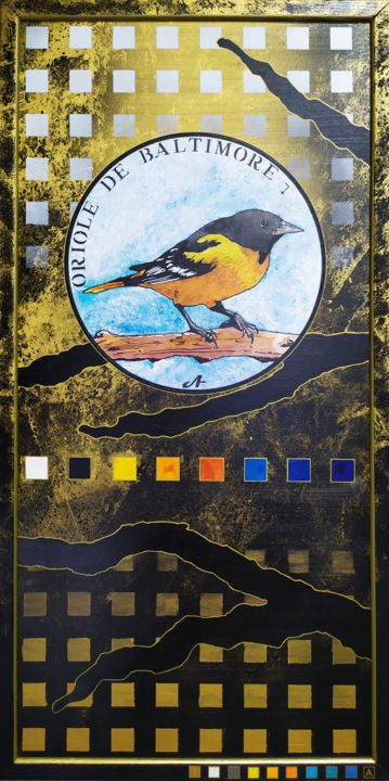 Painting titled "Oriole de Baltimore" by Antoine Tabart, Original Artwork, Acrylic