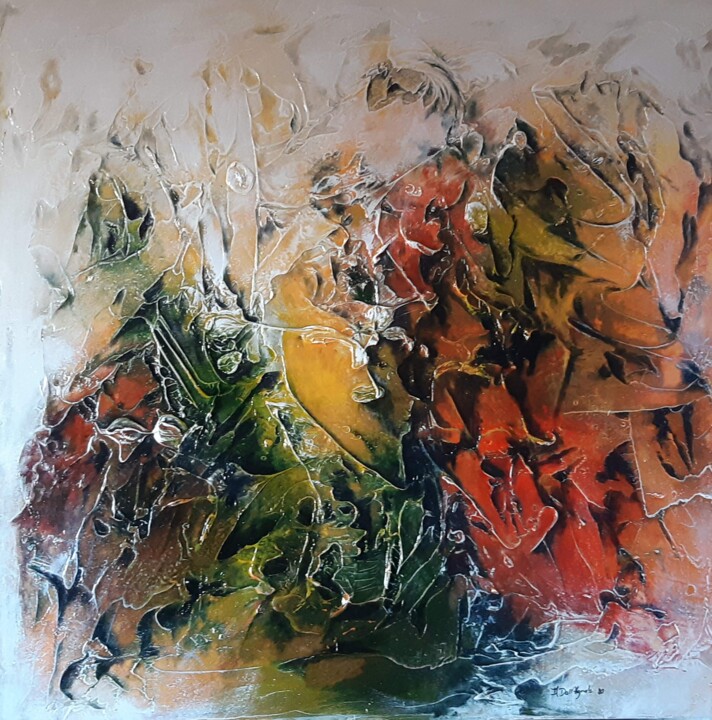 Painting titled "" L' Éveil "" by Antoinette Dall'Agnolo (Tani), Original Artwork, Acrylic Mounted on Wood Stretcher frame
