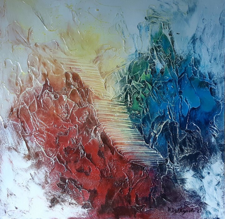 Peinture intitulée "Entre terre et ciel" par Antoinette Dall'Agnolo (Tani), Œuvre d'art originale, Acrylique Monté sur Châss…