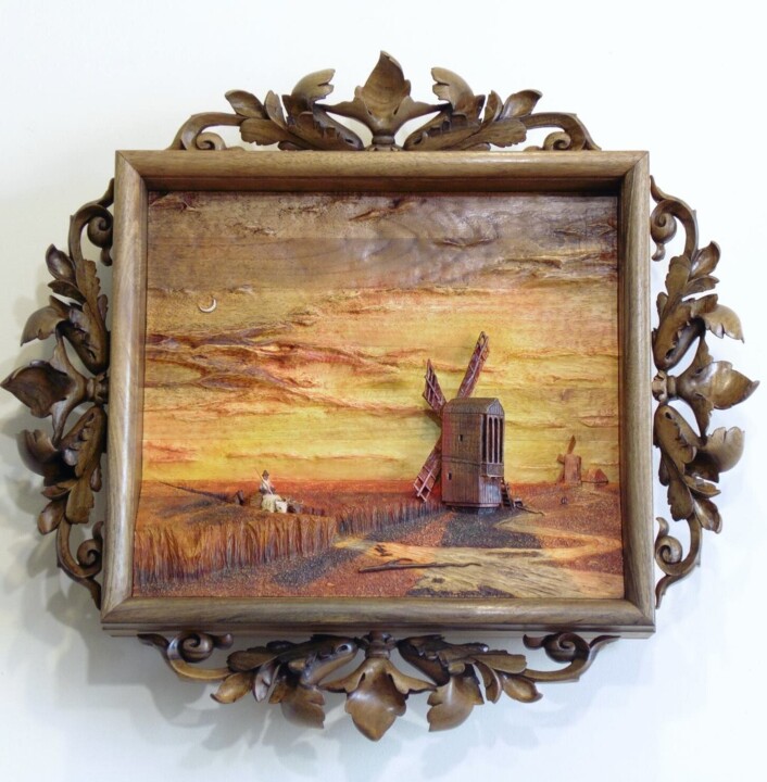 Sculpture titled "Ветряные мельницы в…" by Антон Бедлецкий, Original Art, Wood