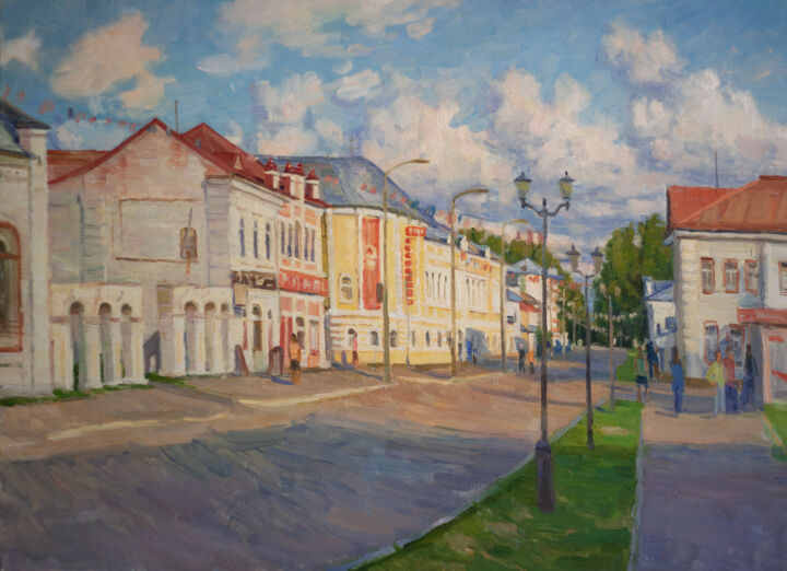 Картина под названием "Городок" - Антон Моховиков, Подлинное произведение искусства, Масло