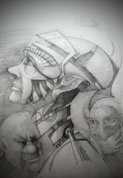 Drawing titled "Deep scull tuning" by Anton Prusakou, Original Artwork, Graphite