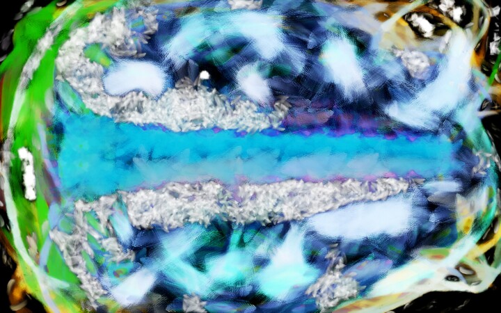 Arte digitale intitolato "Celestial Cascade" da Anton Pustovalov, Opera d'arte originale, Pittura digitale