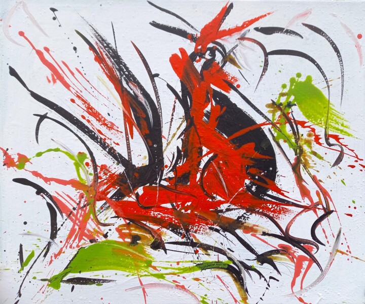 Pintura titulada "Red rooster" por Anton Rakun, Obra de arte original, Acrílico