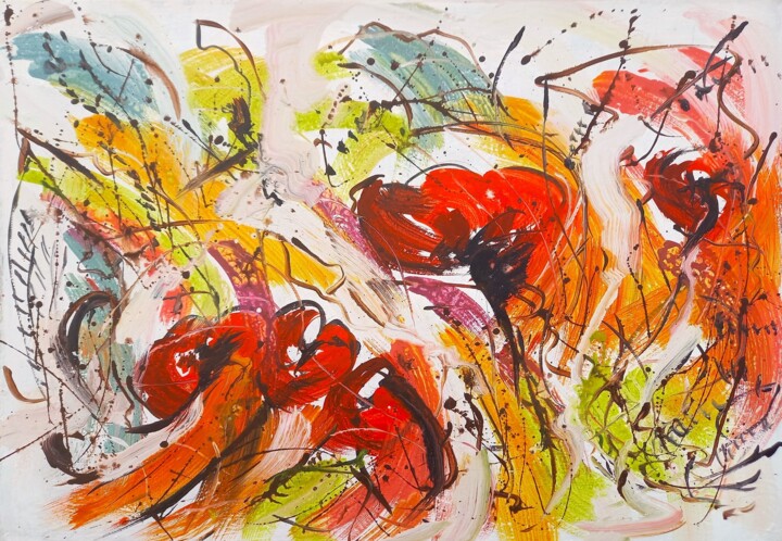 Malarstwo zatytułowany „Poppies” autorstwa Anton Rakun, Oryginalna praca, Akryl