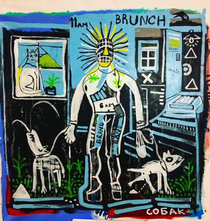 Painting titled "11am Brunch" by Anton Vitkovskiy, Original Artwork, Acrylic