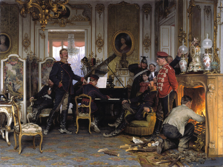 Schilderij getiteld "Quartier général de…" door Anton Von Werner, Origineel Kunstwerk, Olie