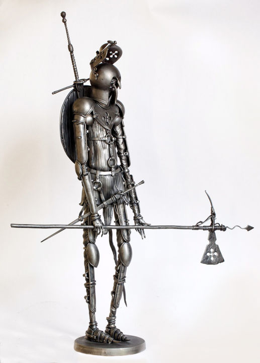 Sculpture titled "Knight" by Anton Yakushev, Original Artwork, Metals