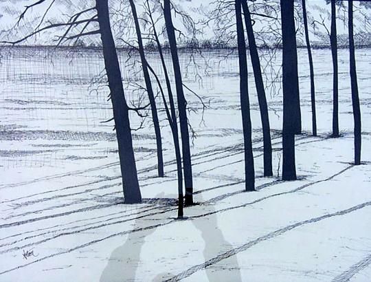 Pintura titulada "Silouette of Trees" por Anton Nichols, Obra de arte original, Oleo