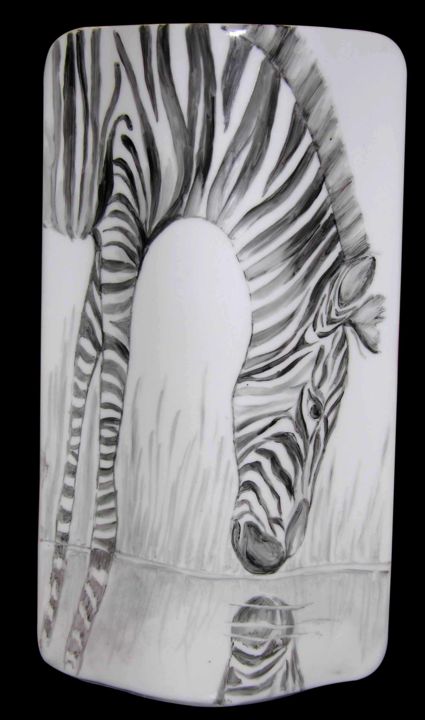 Pittura intitolato "vaso-zebra-fronte.j…" da Antonella Guarneri, Opera d'arte originale