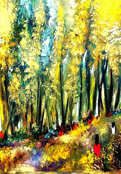 Painting titled "il-bosco-incantato.…" by Antonella Bonaffini, Original Artwork, Oil