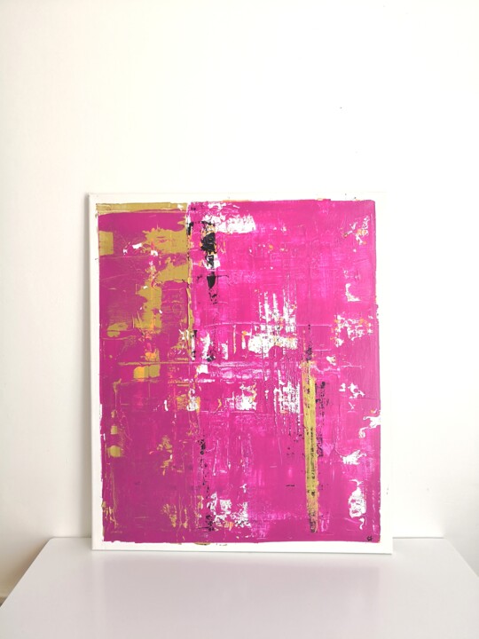 Painting titled "Plaisir" by Antonella Huron, Original Artwork, Acrylic Mounted on Wood Stretcher frame