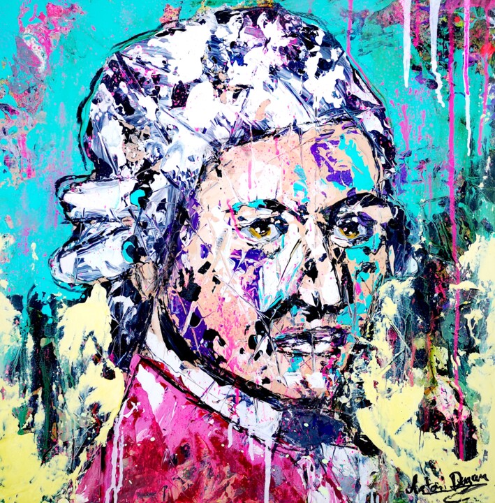 Painting titled "Mozart (framed)" by Antoni Dragan, Original Artwork, Acrylic