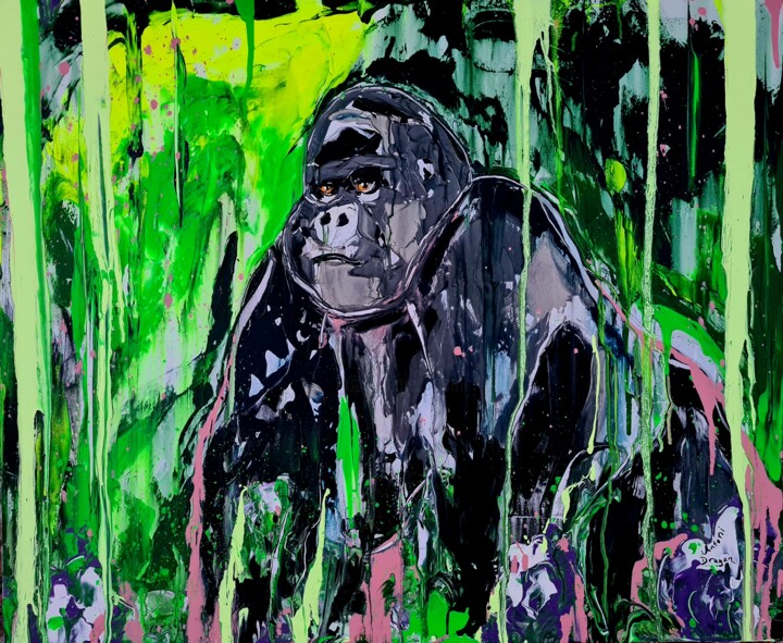 绘画 标题为“Popart Gorilla” 由Antoni Dragan, 原创艺术品, 丙烯 安装在木质担架架上