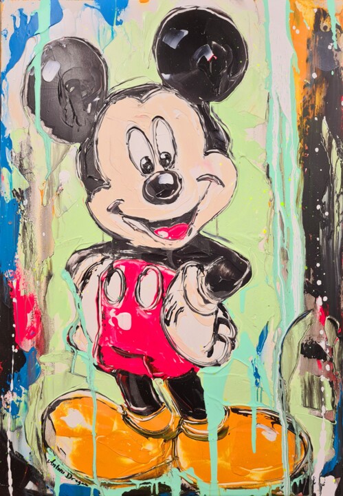 Painting titled "Hey Minnie! (Mickey…" by Antoni Dragan, Original Artwork, Acrylic Mounted on Wood Stretcher frame