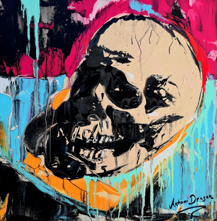 Peinture intitulée "Elfenbein Skull" par Antoni Dragan, Œuvre d'art originale, Acrylique Monté sur Châssis en bois