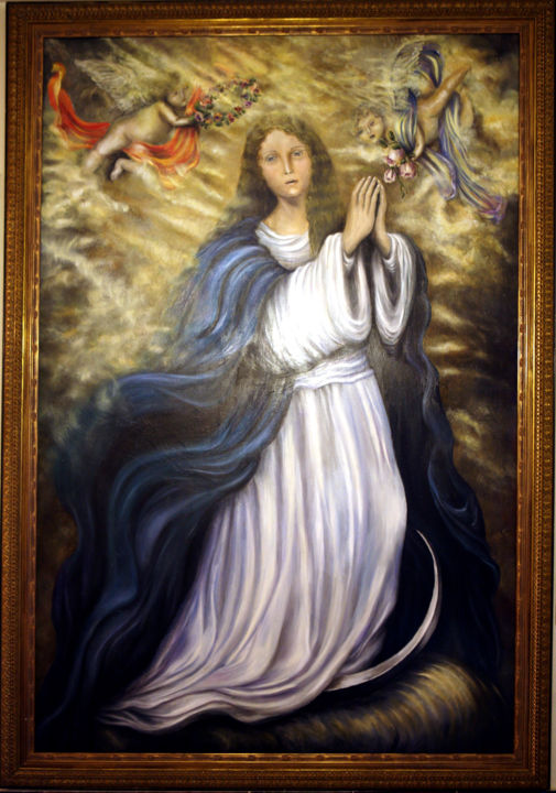 Pintura titulada "inmaculada-195x130-…" por Antonia León, Obra de arte original