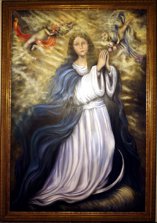 Pintura titulada "inmaculada-195x130-…" por Antonia León, Obra de arte original,