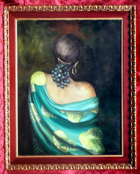 Pintura titulada "Manila y madroños" por Antonia León, Obra de arte original, Oleo