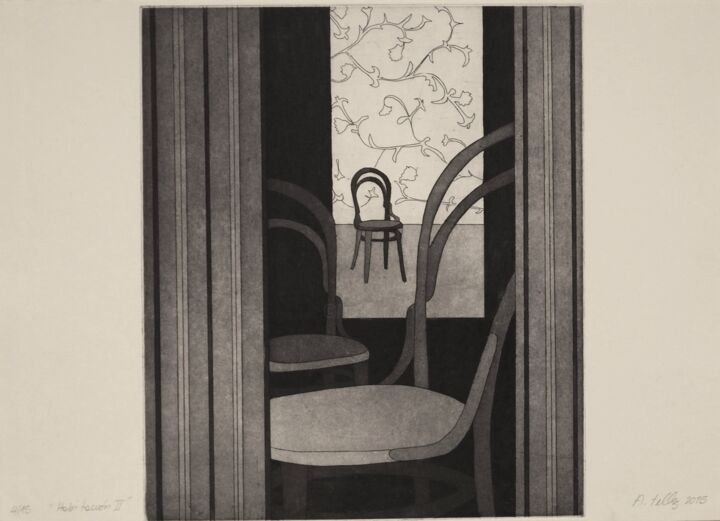 Gravures & estampes intitulée "Habitación II" par Antonia Téllez, Œuvre d'art originale, Eau-forte