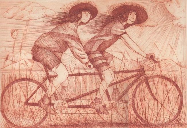 Printmaking titled "Tandem" by Antonio Alvarez Gordillo, Original Artwork, Engraving