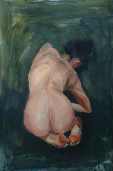 Painting titled "Back of the model" by Antonia Rusu, Original Artwork, Acrylic