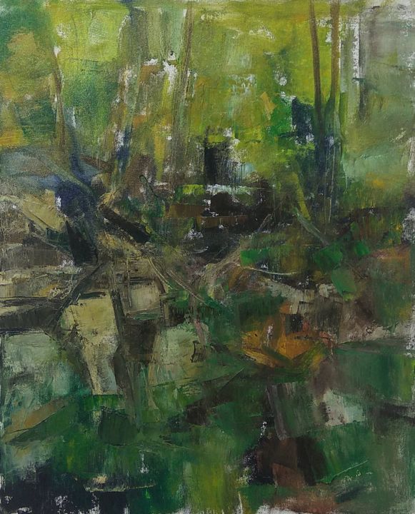 Painting titled "Forest" by Antonia Rusu, Original Artwork, Oil