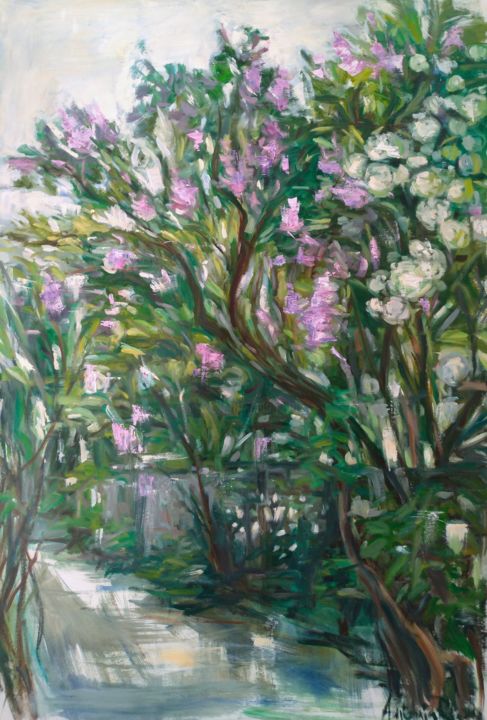 Painting titled "Lilac" by Antonia Rusu, Original Art, Oil