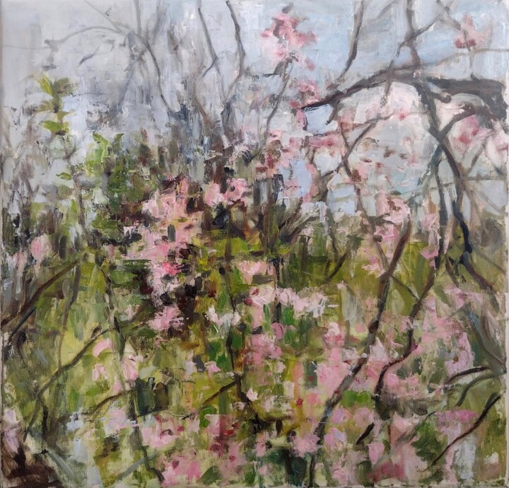 Pittura intitolato "Peach tree" da Antonia Rusu, Opera d'arte originale, Olio