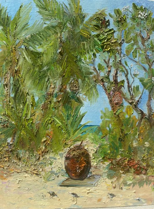 Картина под названием "Тропинка в джунглях…" - Antonietka, Подлинное произведение искусства, Масло