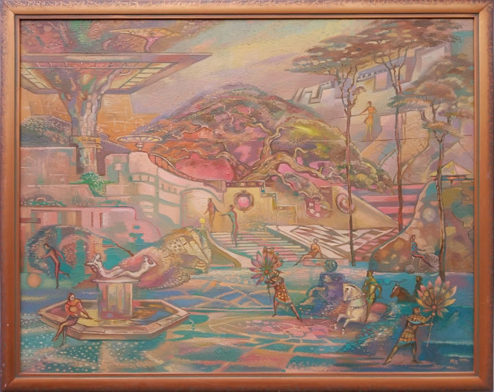 Painting titled "Infinity of parks" by Pavel Melnikov, Original Art, Oil