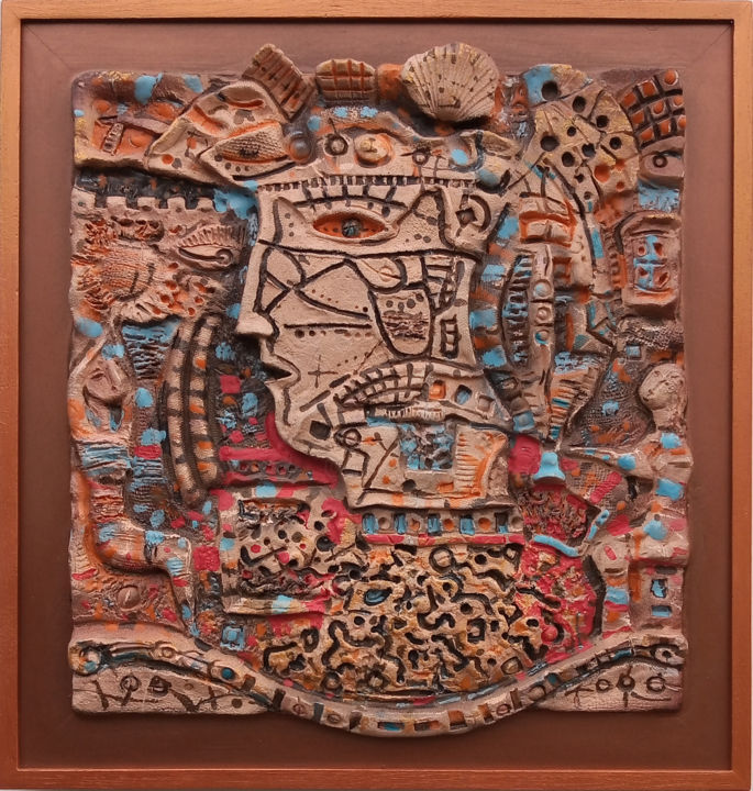 Sculpture titled "portrait of kon tiki" by Pavel Melnikov, Original Art, Clay