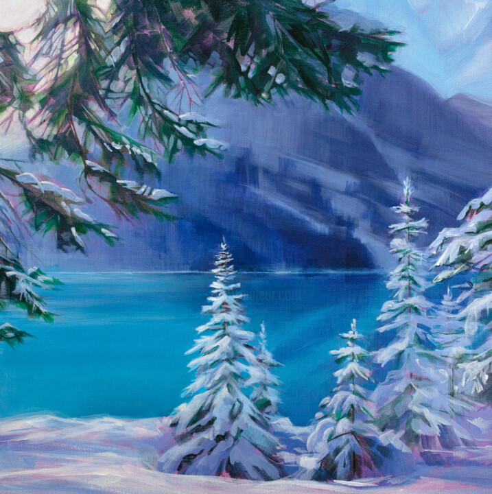 Peinture intitulée "Lake Louise" par Antonina Banderova, Œuvre d'art originale, Acrylique