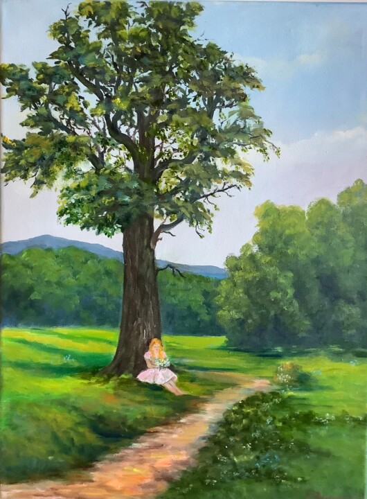 Painting titled "Tree Landscape Orig…" by Antonina Dunaeva, Original Artwork, Oil