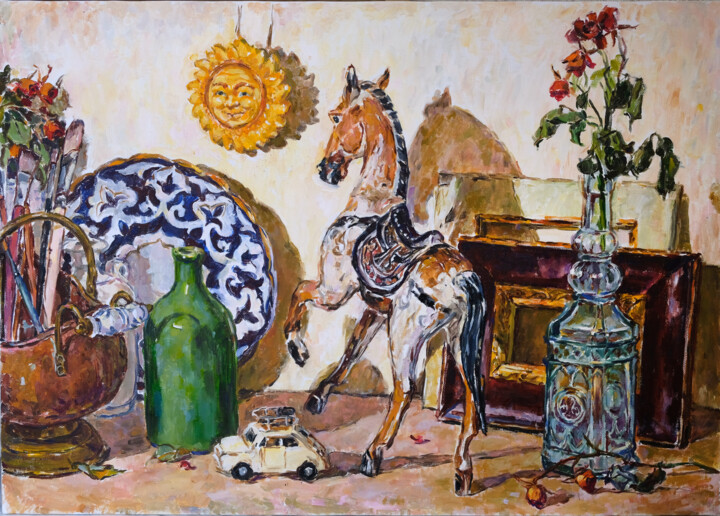 Malerei mit dem Titel "Still life with hor…" von Antonina Pylaeva, Original-Kunstwerk, Öl